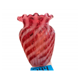 4"x4.5" Red and White Vase