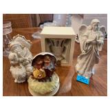 3 Pieces of Lenox 9" Talk Angle 6" Santa and a Music Box