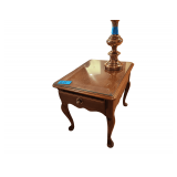 End Table Oak Hill Collection With Thick Glass Top