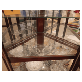 Lighted 7 level Corner Glass And Mirror Hutch