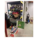 Plastic Shelf 36"c18"x73" Plus All Contents and a Box of Games