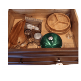 Drawer Of Wooden Serving Trays. Cups