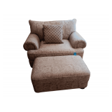 Extra Wide Living Room Chain And Ottoman With Throw Pillow