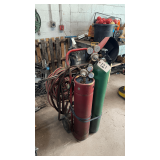 Acetylene & Oxygen Tank Cart w/ Torch and Helmet