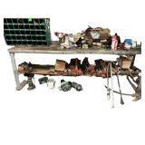 Steel Work Table 9’L. X 38”H. X 28”D. Includes Steel Plate & Contents