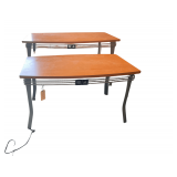 2 Adidas Tables Metal Base Wood Top a 60"x36"x32" Other is 48"x28"x27"