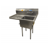 Green World Single Compartment Stainless Sink with Left Drain Board - 3’ Width - 2’ Depth