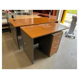 LShaped Wooden Desk With File Cabinet 66”L. - 48”L. 30”H.