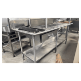Stainless Steel Table with Backsplash & Drawer - 81” Length, 36” Counter Height