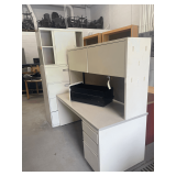 Wood and Metal Desk with Over Head Cabinet 66"x30"x64.5"