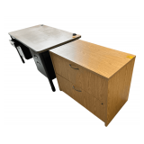 Steel Wood Desk 60”L. - Wooden File Cabinet 36”L. X 20”D. X 29”H.