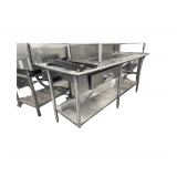Stainless Steel Table with Backsplash & Drawer - 81” Length, 36” Counter Height