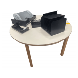 Circular Wood Table 48"x29" with Assorted In Out Mail