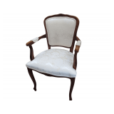 French Style Armchair w Cream Damask Fabric
