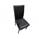 4 Faux Leather Dining Chairs w Sleek Black Metal Frame