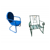 2 Dark Green Metal Rocking Chair. 34-inch Outdoor Retro Tulip Armchair