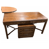 Vintage Wooden Desk With Drawers 60” x 31” x 29”