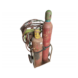 Oxy-Acetylene Welding and Cutting Rig on Metal Wheeling Cart
