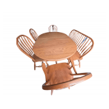Amish But Solid Oak Dining Table with 2 Side Chairs, 2 Captians Chairs, and Bench , 42 x 68 in