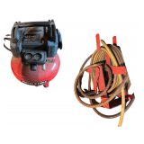 Porter Cable 6-Gallon Pancake Air Compressor, Heavy-duty Manual Air Hose Reel for Garage or Shop