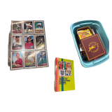 Tote of Collector Cards - 90s Fleer & Topps Baseball Cards - NFL Pro Set Superbowl XXV Silver Anniversary Card Set (1 Unopened) - Simpsons Cards - Desert Storm Boxes (Some Unopened) - Teenage Mutant N