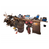 Contents of Side of Garage Including Shop Lights, Folding Chairs, Auto Parts, Garage Door Opener - See Photos