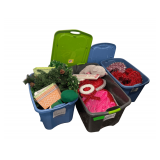 3 Plastic Totes of Various Holiday Decorations