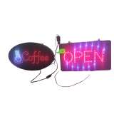Lighted Open & Coffee Signs 22" W