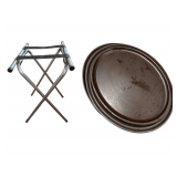 3 Restaurant Tray Stands & 6 Trays