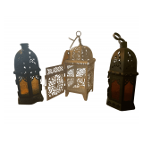 3 Metal Candle Holders 9" and 10"