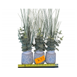 Faux Grass and Eucalyptus in Pots