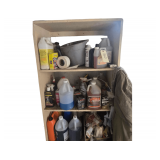 Contents on Rack - Bucket - Various Fluids - Pad Lock