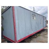 Mobile Office Trailer - 30’ - New Electric Heaters - Wall-Mounted A/C Unit - Built-In Desk Hutch And Work Counters - Corrugated Siding Comes with Aluminum Stair / Platform Railing Assembly