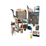 Contents On Wall Includes Screw Bins Drill Bits Pry Bars Hole Saw Bits