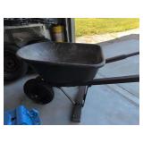 Dual-wheel Utility Wheelbarrow w Black Poly Tray