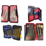 4 Boxes of Drill Bits Paddle Blades , and Jig Saw Blades