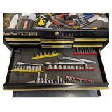 Contents of Tool Chest Including Ratchets, Sockets, Wrenches, Hex Keys - See Photos