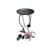 24 in h Hummingbird Glass Top Accent Tablec- Stain Glass Butterfly Lamp - Stain Glass Rose