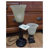Upright Table Lamps with Marbleized Shades