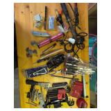Lot of Miscellaneous Tools Including, Allen Wrenches, Hand Plane, Soldering Irons, Screwdrivers, Milwaukee Bits, Scribes, Starrett No. 472 Screw Pitch Gage.