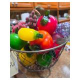 Large Wire Basket Full of Glass Fruit