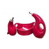 Red Ceramic Salad Set