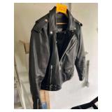 # HWK Large Heavy Leather Biker Jacket