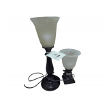 Upright Table Lamps with Marbleized Shades