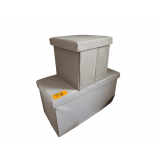 2 Fabric and Vinyl Coated Storage Bins Ottomans - 15 x 15 x 15 - 30 x 15 x 15