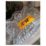 Crystal Relish Trays - Round Serving Plates - Chip and Dip Set - Small Crystal Bowls