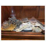Miniature Salt and Peppers - Crystal salt and Peppers - Trivet - Christmas Cake Knife
