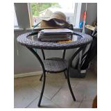 Vinyl Wicker Look Round Patio Table -:26 x 28 in - Garden Magazines = 2 Garden Hats