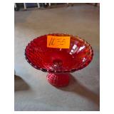 Jeanette Glass Red Fruit Compote Dish