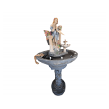 5 Ft High Concrete Fountain- Ornate Outdoor Water Feature with Pump - missing one Flower Spray - 3 Sections Attachment